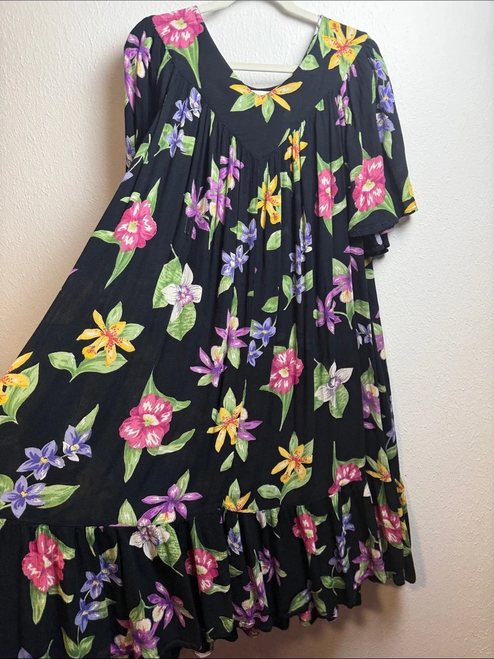Bechamel Black Maxi Dress with Multicolor Floral Print
